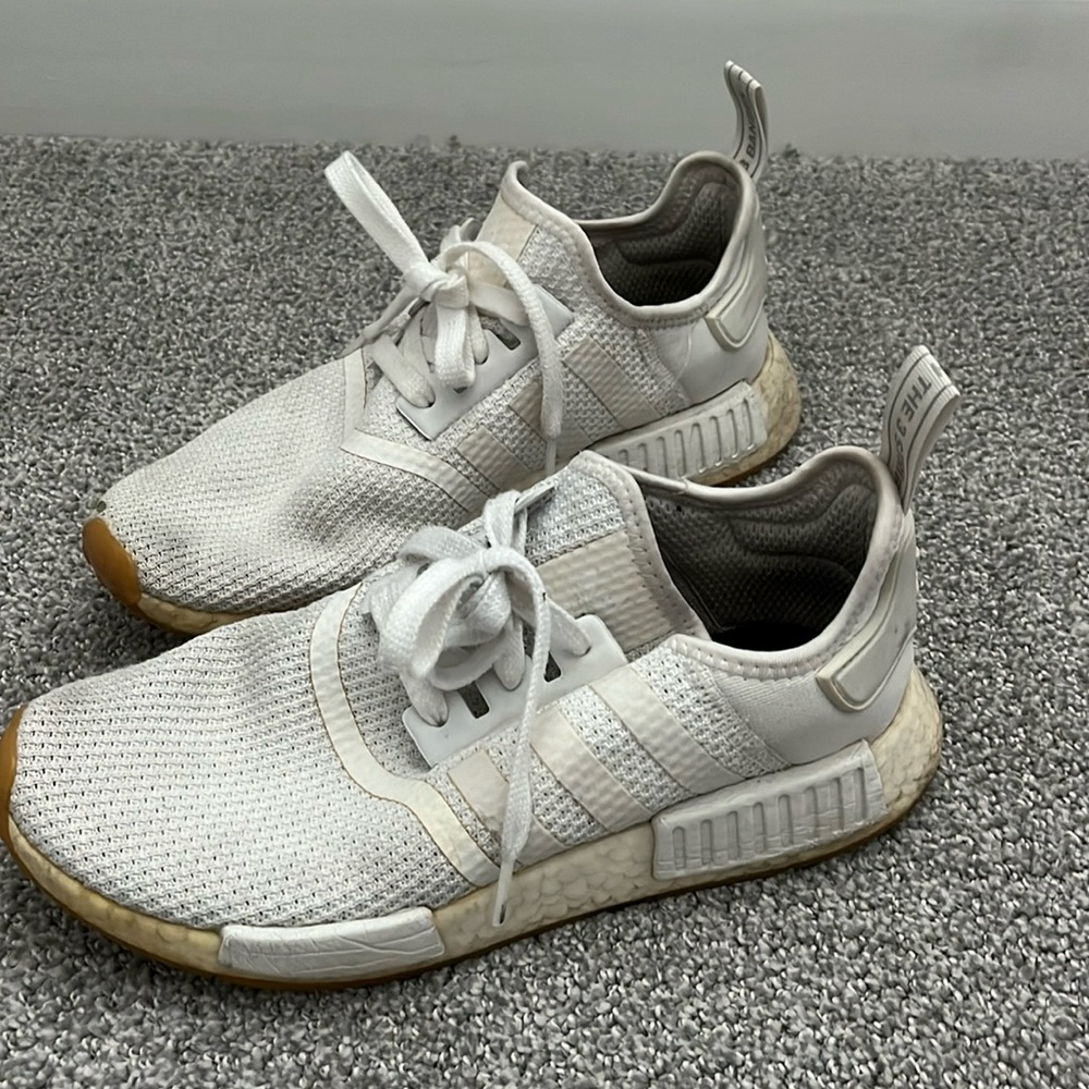 All White Adidas NMD's